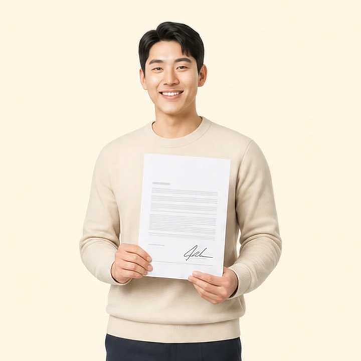 신용회복 장기렌트카 서면 견적서를 들고 있는 고객